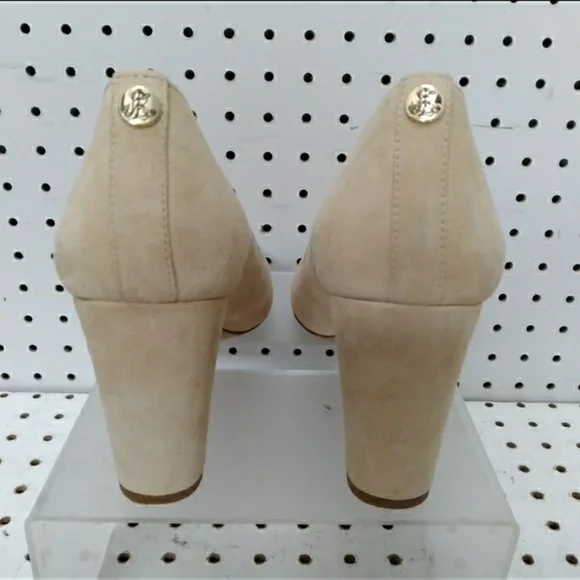 Lauren Ralph Lauren Beige Women's Shoes | Logo High Heel Suede Pump Size 8.5 B - Picture 6 of 9